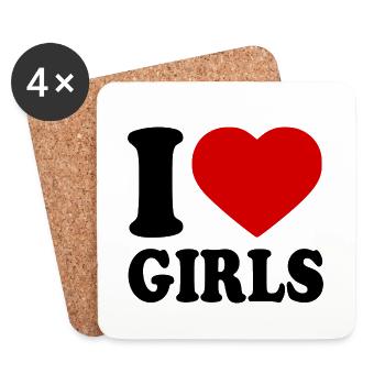 I love girls - Dessous de verre (lot de 4) - blanc - Devant
