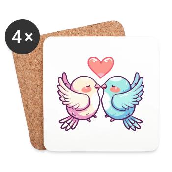 Dove Couple In Love Bird Peace Valentine's Day - Coasters (set of 4) - white - Front