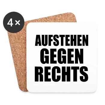 Aufstehen gegen rechts - Untersetzer (4er-Set) - Weiß - Vorne