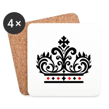 Symbole de la couronne - Dessous de verre (lot de 4) - blanc - Devant
