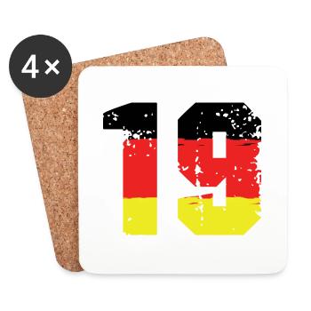 19 Numéro Allemagne Jersey - Dessous de verre (lot de 4) - blanc - Devant