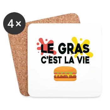Le gras c'est la vie - Dessous de verre (lot de 4) - blanc - Devant