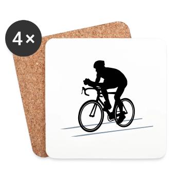 Rennradfahrer, Rennrad, Radfahren - Untersetzer (4er-Set) - Weiß - Vorne