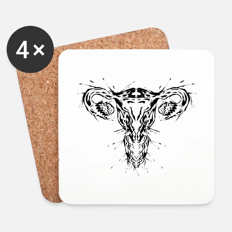 Gebärmutter Uterus Feminismus - Untersetzer (4er-Set) - Weiß