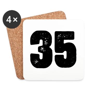 35 Zahl Trikot - Untersetzer (4er-Set) - Weiß - Vorne