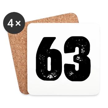 63 Zahl Trikot - Untersetzer (4er-Set) - Weiß - Vorne
