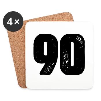 90 Zahl Trikot - Untersetzer (4er-Set) - Weiß - Vorne