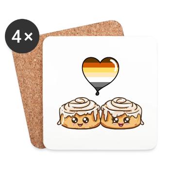 Cinnamon Roll Couple Gay Bear Pride - Coasters (set of 4) - white - Front