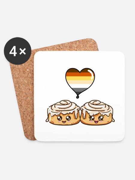 Cinnamon Roll Paar Gay Bear Pride - Untersetzer (4er-Set) - Weiß