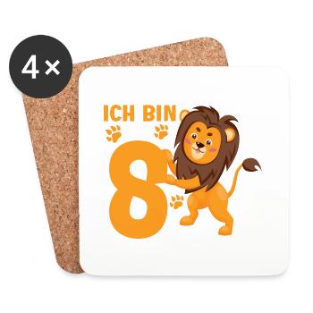 Löwe 8 Jahre Löwen 8 Kindergeburtstag - Untersetzer (4er-Set) - Weiß - Vorne