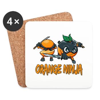 Orange Ninja Frucht Früchte Orangensaft - Untersetzer (4er-Set) - Weiß - Vorne