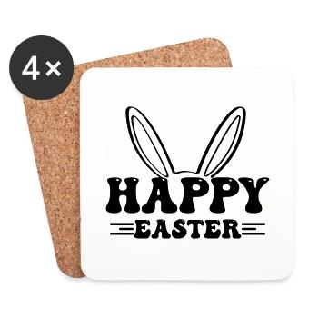 Happy Easter - Easter Bunny Rabbit Ears - Coasters (set of 4) - white - Front