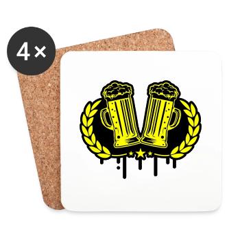 Bier Symbol kranz - Untersetzer (4er-Set) - Weiß - Vorne