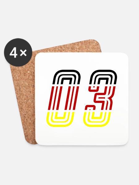 3 Number symbol Germany - Coasters (set of 4) - white