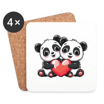 Panda Couple Love Couple In Love - Coasters (set of 4) - white - Front