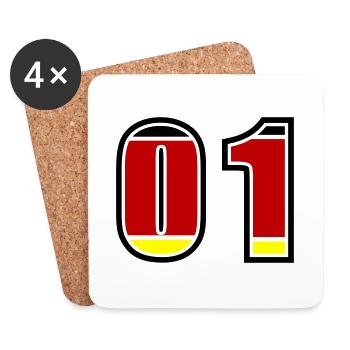 1 Number Germany Jersey - Coasters (set of 4) - white - Front