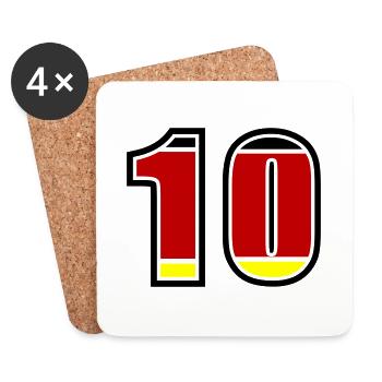 10 Number Germany Jersey - Coasters (set of 4) - white - Front