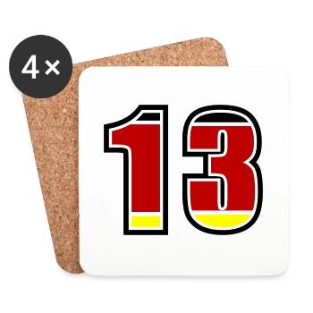 13 Number Germany Jersey - Coasters (set of 4) - white - Front