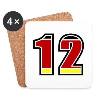 12 Number Germany Jersey - Coasters (set of 4) - white - Front