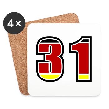 31 Numéro Allemagne Jersey - Dessous de verre (lot de 4) - blanc - Devant