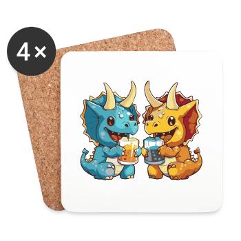 Dinosaurier triceratops Bier Saufen - Untersetzer (4er-Set) - Weiß - Vorne