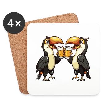 Tukan Vogel Comic Bier Party Trinken - Untersetzer (4er-Set) - Weiß - Vorne
