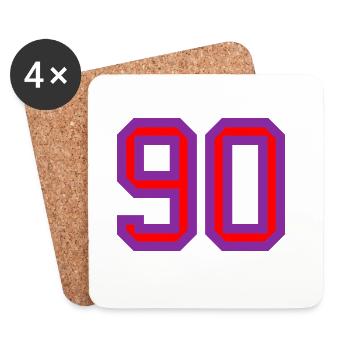 90. 90 ANS. 90e ANNIVERSAIRE. ANNIVERSAIRE 90 ANS. - Dessous de verre (lot de 4) - blanc - Devant