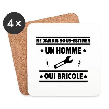Ne sous-estimez jamais un homme qui bricole - Dessous de verre (lot de 4) - blanc - Devant