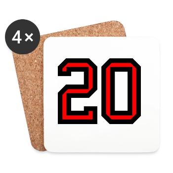 20. 20e ANNIVERSAIRE. ANNIVERSAIRE 20 ANS. 20 ANS. - Dessous de verre (lot de 4) - blanc - Devant