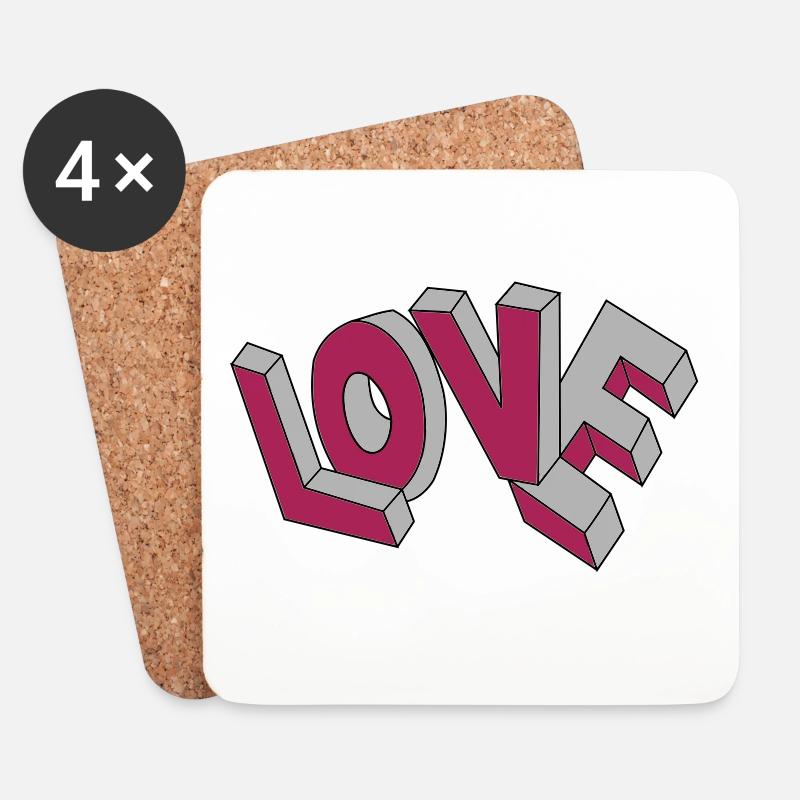 Flying LOVE - Untersetzer (4er-Set) - Weiß