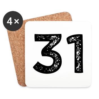 31 number jersey - Coasters (set of 4) - white - Front