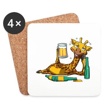 Lustige Giraffe trinkt Bier - Untersetzer (4er-Set) - Weiß - Vorne