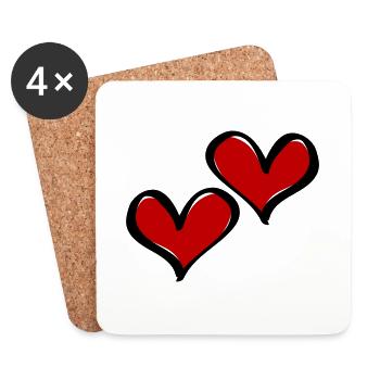 Hearts Symbol Love - Dessous de verre (lot de 4) - blanc - Devant