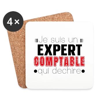 Expert Comptable Comptabilité Cadeau Homme Humour - Dessous de verre (lot de 4) - blanc - Devant