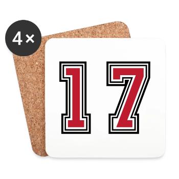 17 Symbole numérique - Dessous de verre (lot de 4) - blanc - Devant