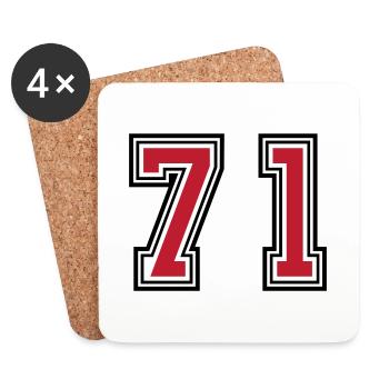 71 Symbole numérique - Dessous de verre (lot de 4) - blanc - Devant