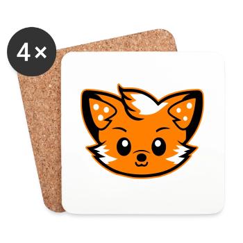Fox Head Comic Cute - Coasters (set of 4) - white - Front