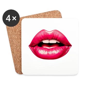 Sinnliche Lippen für einen Frauen und Männer - Untersetzer (4er-Set) - Weiß - Vorne
