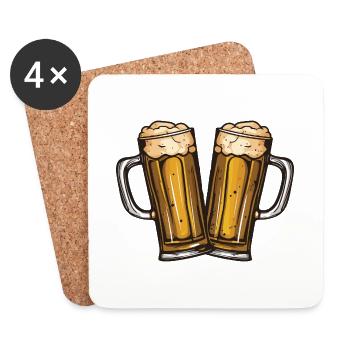 Bier Glas Prost Drinking - Untersetzer (4er-Set) - Weiß - Vorne
