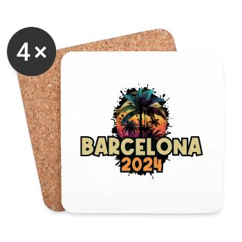 Barcelona 2024 Urlaub Spruch - Untersetzer (4er-Set) - Weiß - Vorne