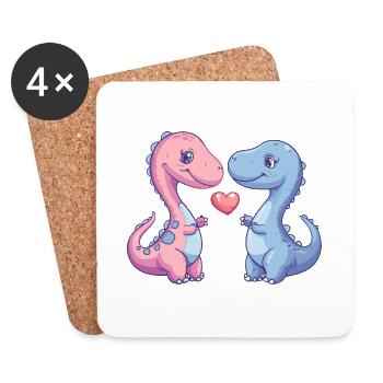 Dinosaurier brontosaurus Paar Liebe - Untersetzer (4er-Set) - Weiß - Vorne