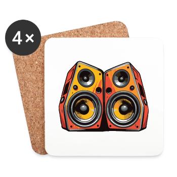 Musik Boxen Bass - Untersetzer (4er-Set) - Weiß - Vorne