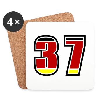 37 Numéro Allemagne Jersey - Dessous de verre (lot de 4) - blanc - Devant