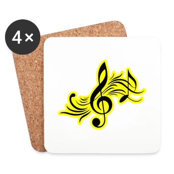 Notes de musique Symbole Musique - Dessous de verre (lot de 4) - blanc - Devant