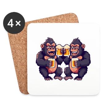 Gorilla Comic Beer Funny Booze - Coasters (set of 4) - white - Front