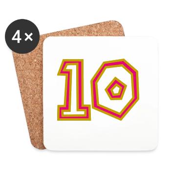 10. 10 YEARS. 10th ANNIVERSARY. 10 YEAR ANNIVERSARY. - Coasters (set of 4) - white - Front