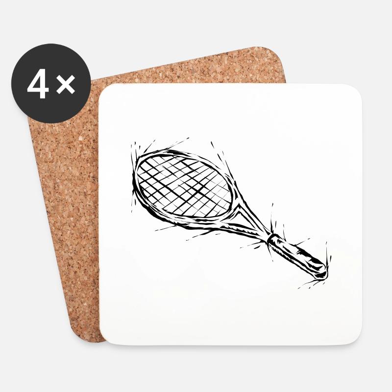 Tennis Tennisschläger - Untersetzer (4er-Set) - Weiß
