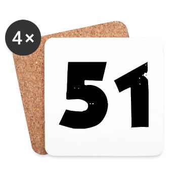 51 Zahl - Untersetzer (4er-Set) - Weiß - Vorne