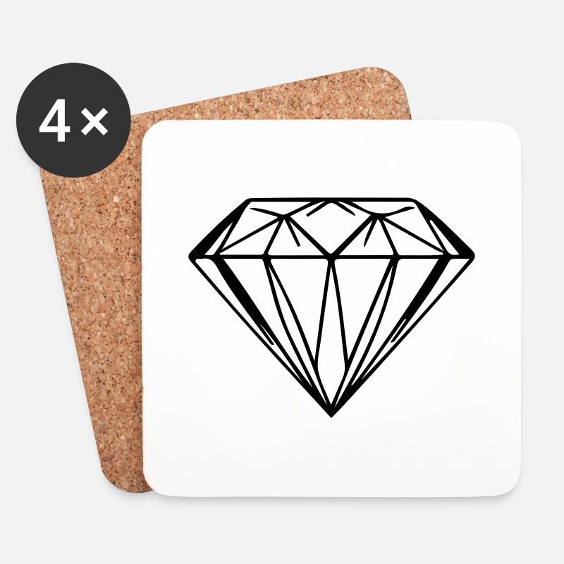 Diamant Symbol - Untersetzer (4er-Set) - Weiß