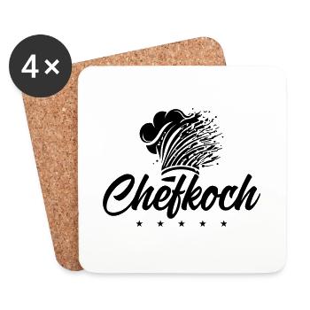 Kochmütze Chefkoch - Untersetzer (4er-Set) - Weiß - Vorne